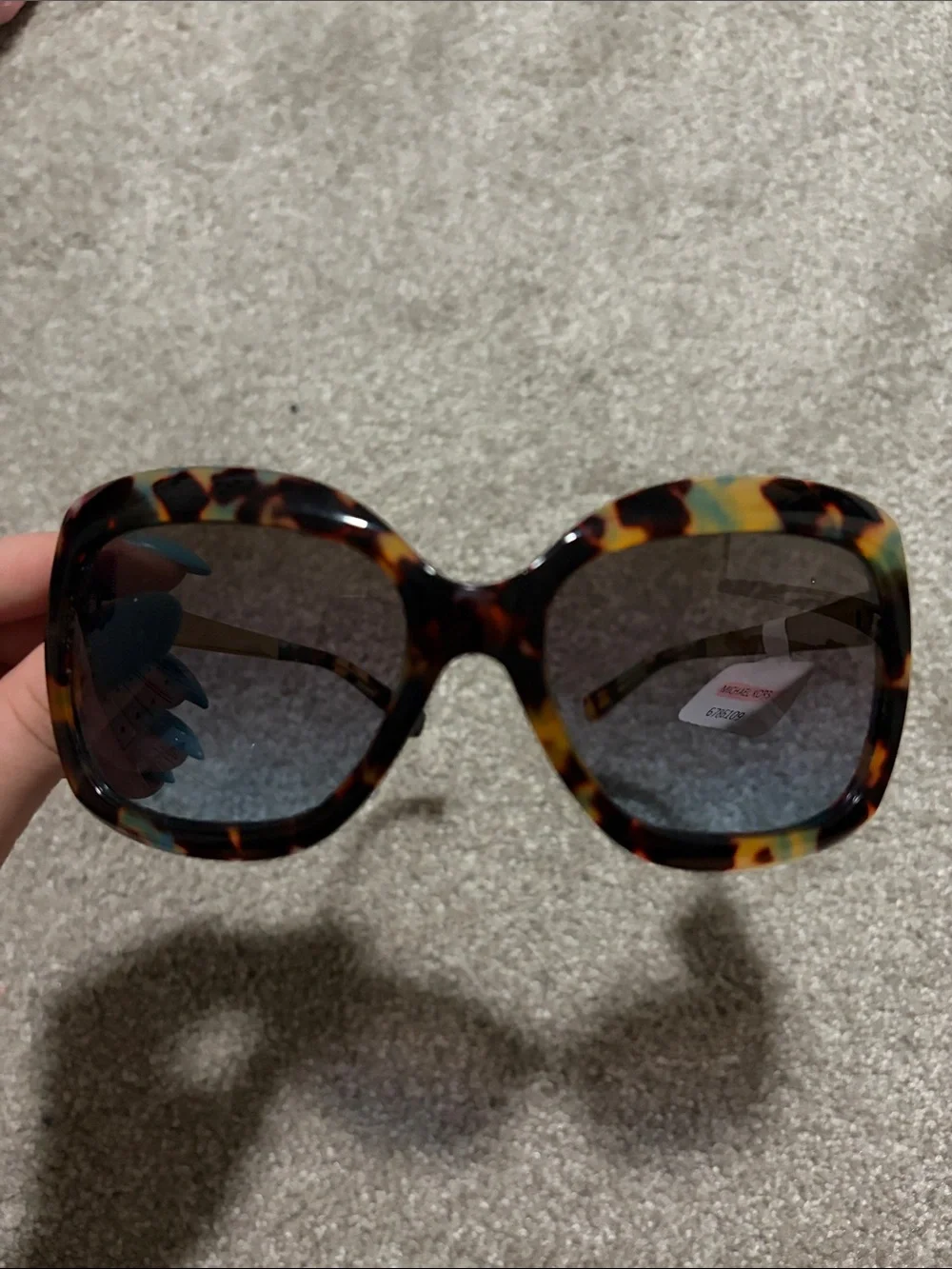Michael Kors Tortoise Shell Oversized Sunglasses with Brown-Gray Gradient Lenses